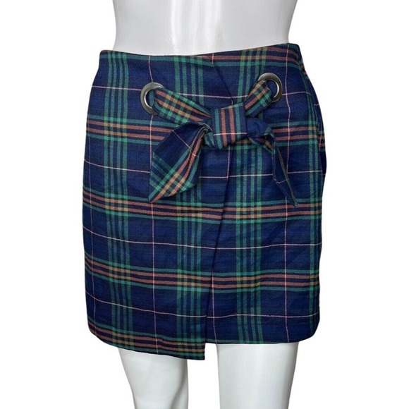 Wild Fable Skirt Women XS Blue Green Plaid Pencil Skirt Straight Preppy Academia - Picture 1 of 6